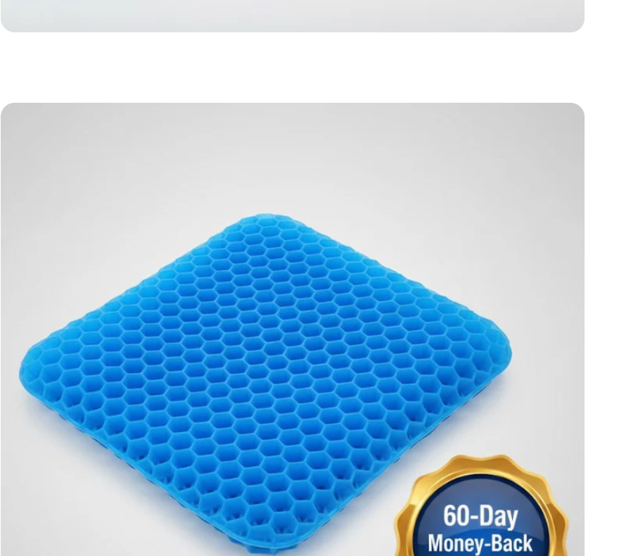 Gel cushion with 60-day money-back guarantee badge